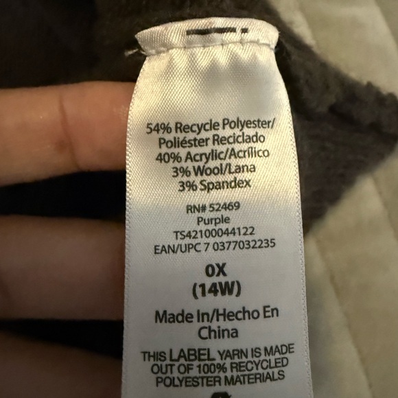 Plus Size 0X Chevron Color Block Sweater Dress Tunic 14W Cozy Knit Long Pullover - Picture 6 of 7